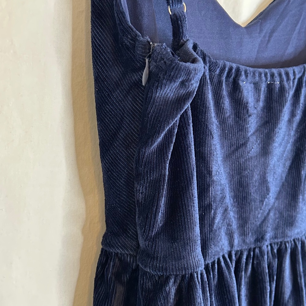 Good‎ Luck Gem Blue Velvet Dress Sleeveless V Neck Mini Womens size S - Picture 7 of 13